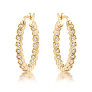 Flo Round CZ Dotted Bezel Hoop Earrings | 0.5ct