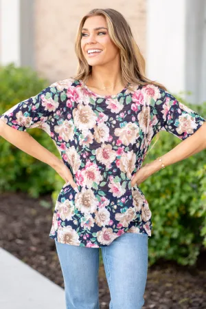 Floral Round Neck Short Sleeve T-Shirt