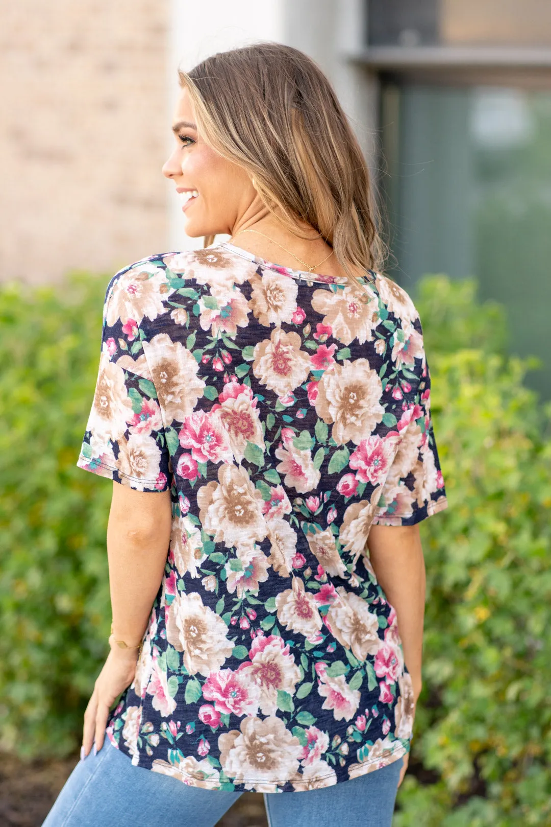 Floral Round Neck Short Sleeve T-Shirt