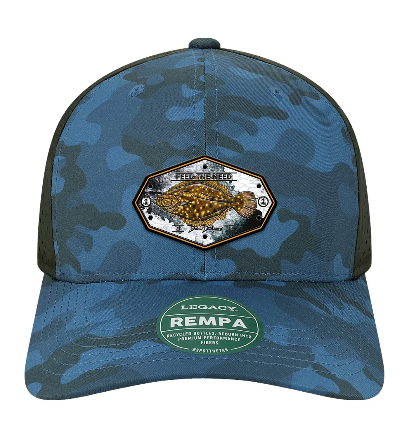 Flounder Kraken Performance Blue Camo Hat