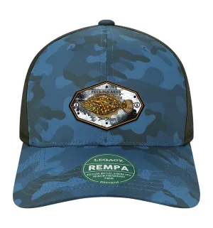 Flounder Kraken Performance Blue Camo Hat