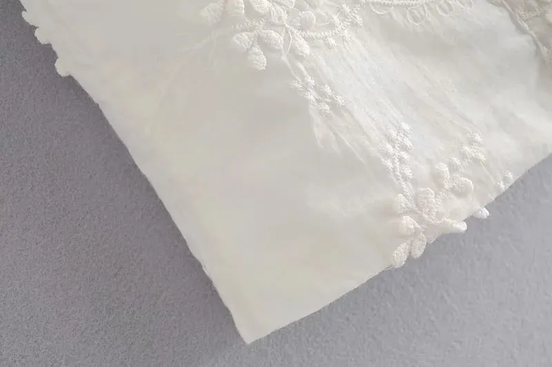 French retro bubble trend small sleeve short shirt