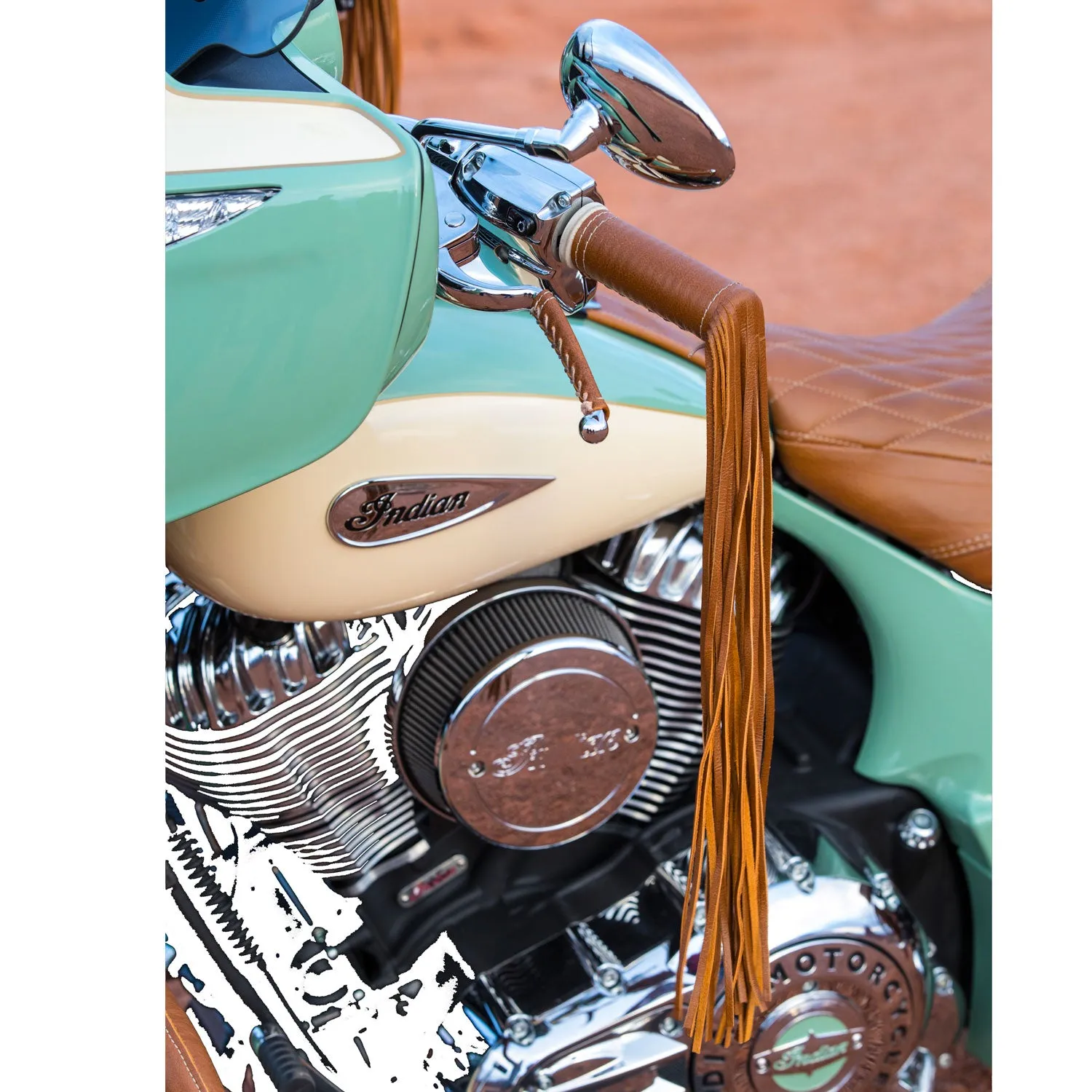 Genuine Leather Handlebar Grip Wraps with Fringe in Desert Tan, Pair - 2879553-05