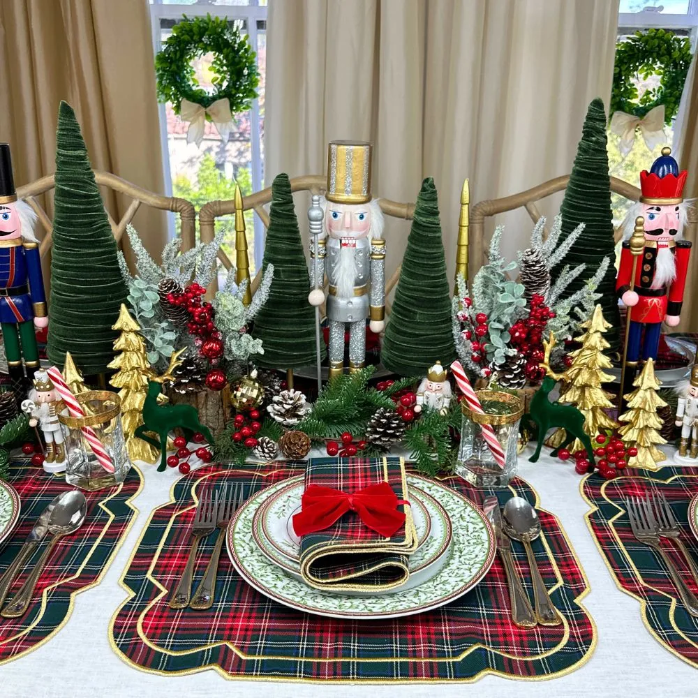 Georgina Placemat / Plaid with Gold Embroidery (Set of 4)