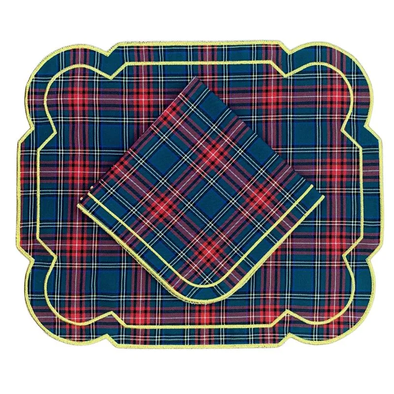 Georgina Placemat / Plaid with Gold Embroidery (Set of 4)