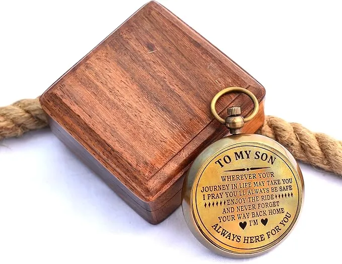 Gift for Son from Mom Dad | Engraved Compass 2" - Father to Son Gifts, Mom to Son Gifts for Graduation, Birthday Baptism Confirmation Communion (Son - I Love You)