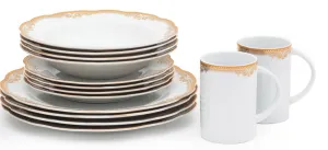 GIFTS PLAZA Porcelain Bowl Set 8 oz - 4 Piece Vintage Rose - Small Bowls for Soup, Cereal, Snacks - Ideal for Wedding Registry and Apartment Essentials - Luxurious and Durable Bowls (Roses Gold CB4)