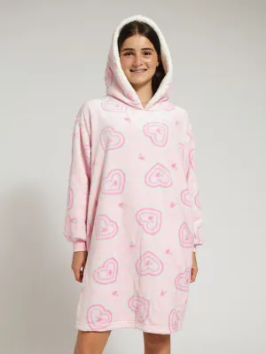Girls Retro Hearts Snuggie - Pink