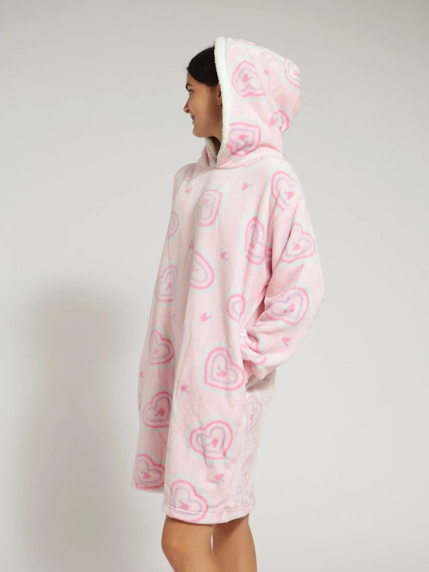 Girls Retro Hearts Snuggie - Pink