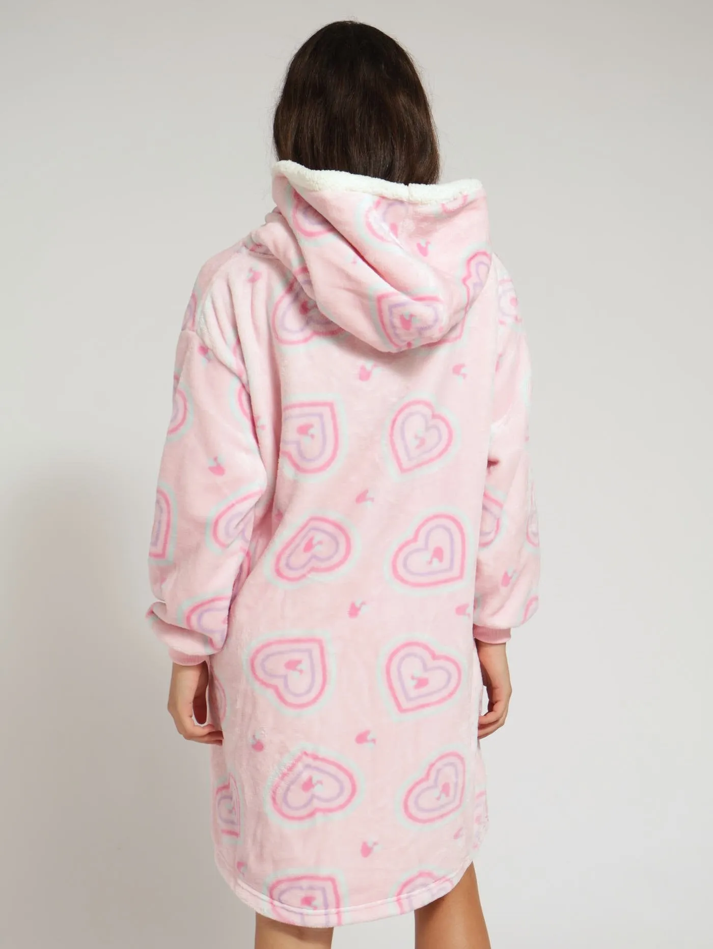 Girls Retro Hearts Snuggie - Pink