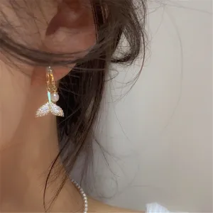 Gold Plated Fish Tail Dangle Earrings
