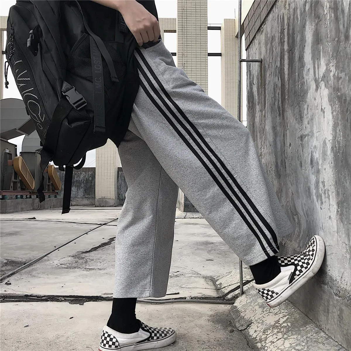 Gray Contrast Black Striped Jogger