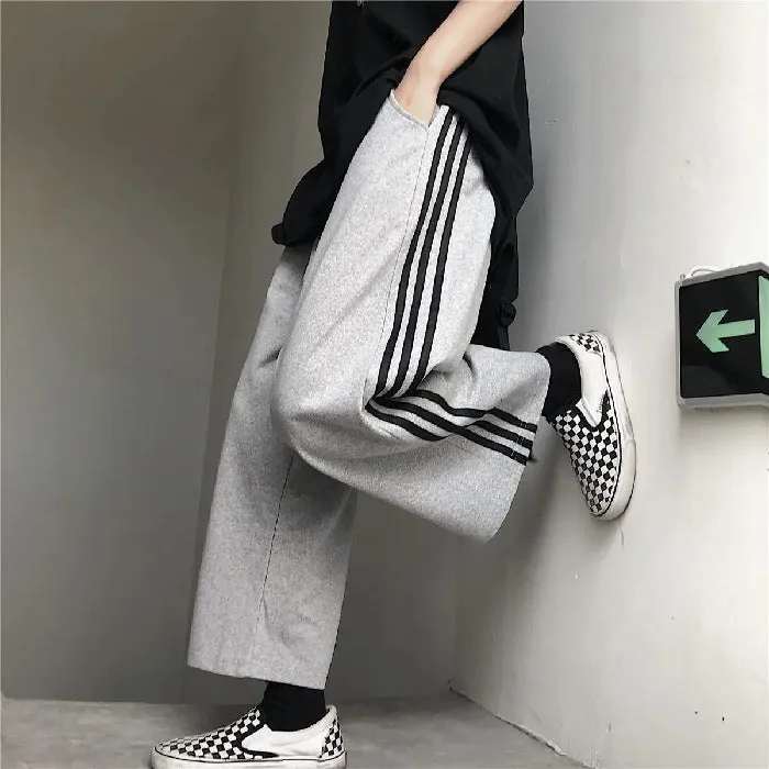 Gray Contrast Black Striped Jogger