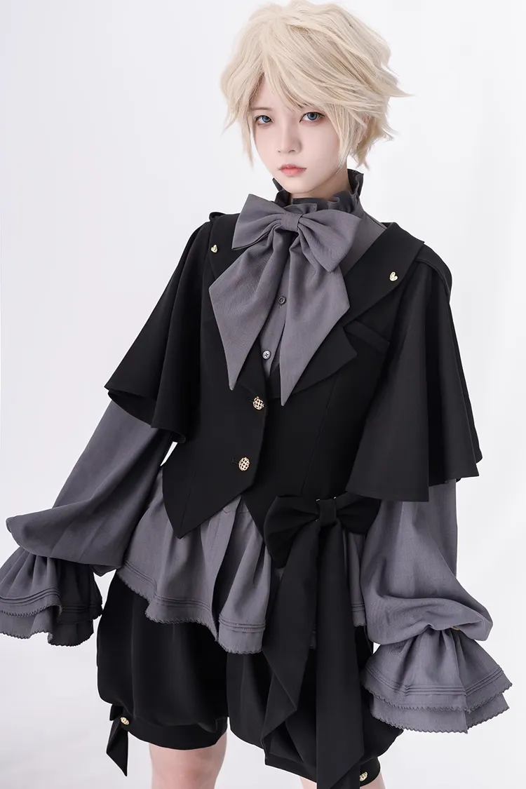 Gray Retro Cute Cool Ouji Fashion Lolita Blouse
