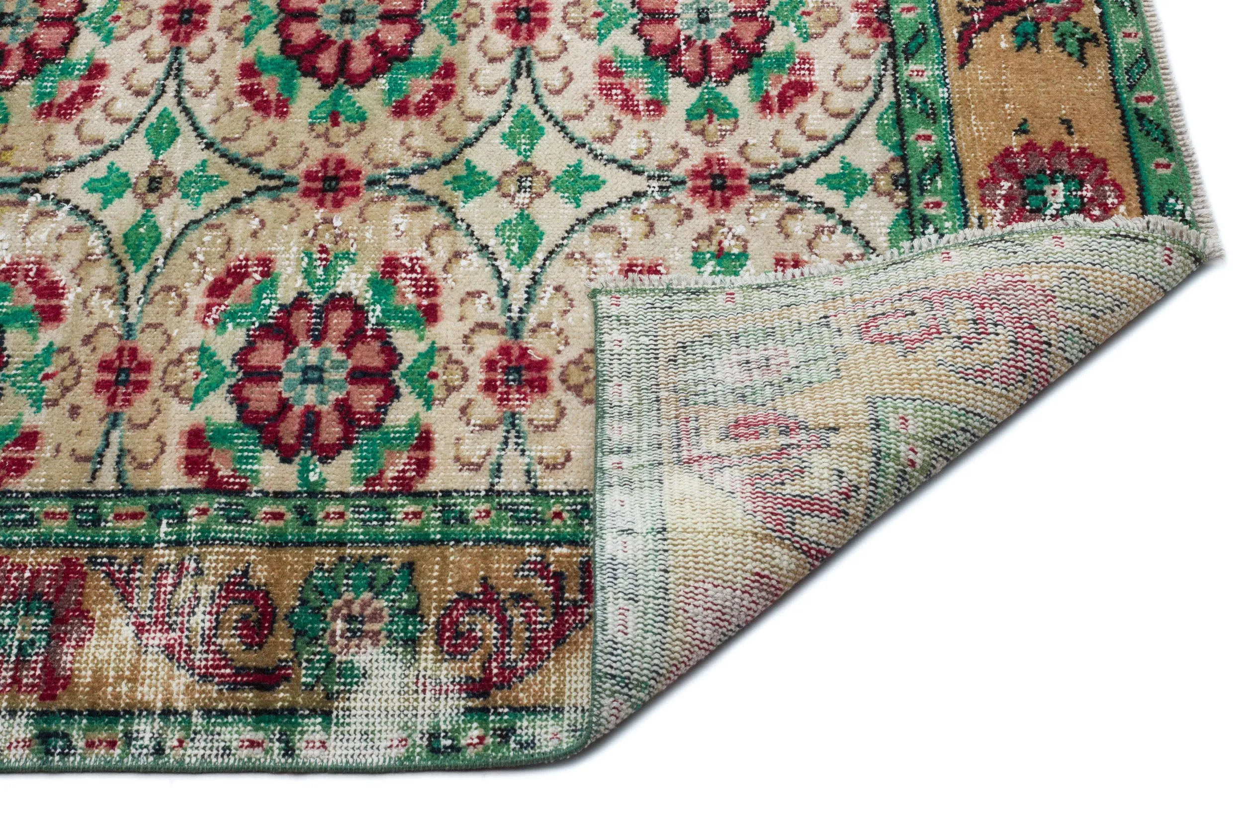 Green Over Dyed Rug I Traditional Design Rug | Turkish Rug | Hand Weaving Rug  | Bedroom Rug | Wool Rug | Vintage Rug | Tumbled Rug  | Naturel Rug | Boho Rug I 6'2'' x 9'9'' ft 189 x 296 cm