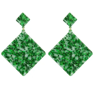 Green Resin & 18K Gold-Plated Star Rhombus Earrings