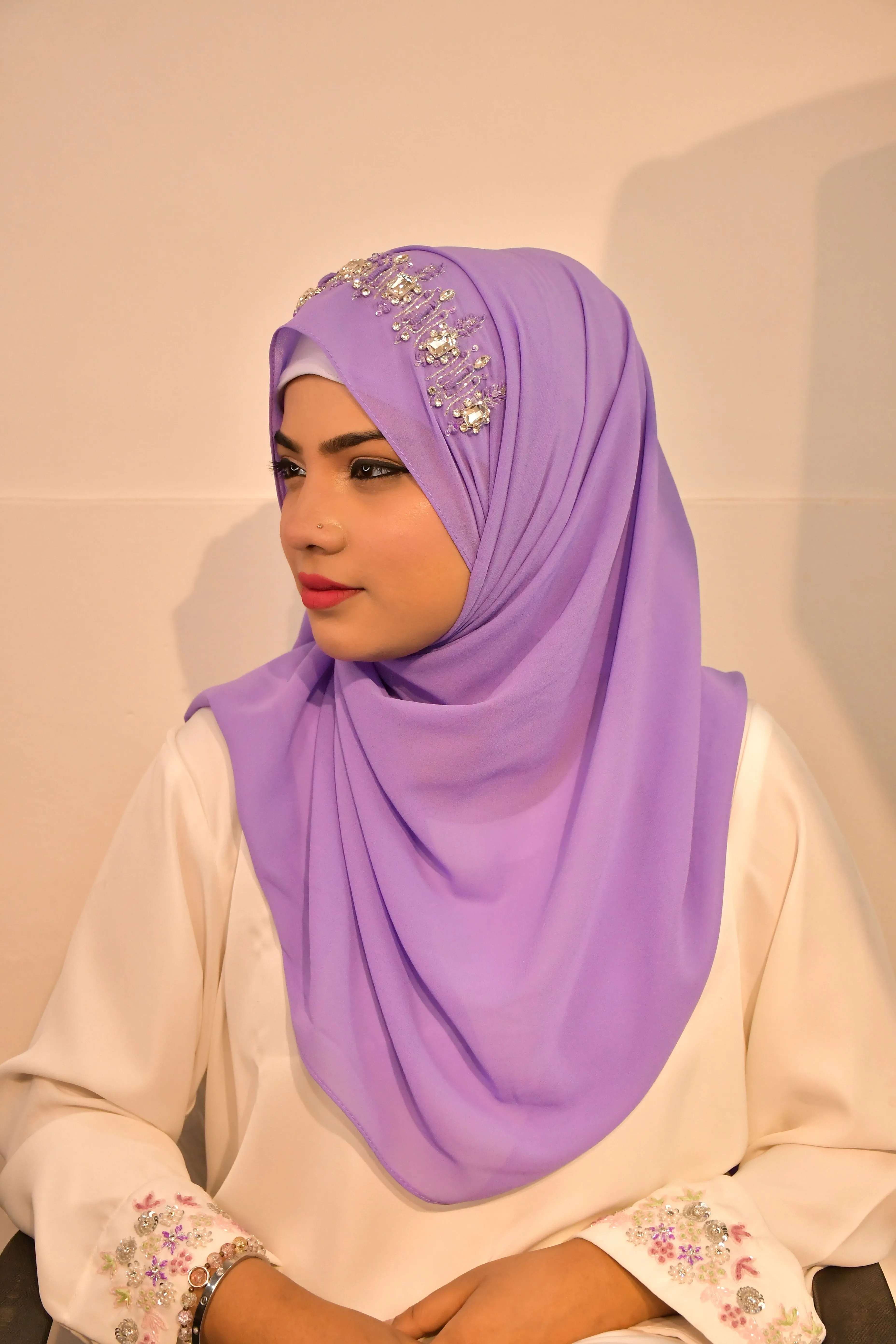 Handwork Partywear Diamond Premium Hijab Luxury Scarf