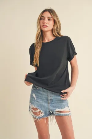 Hazel Blues® |  Aemi   Co Exposed Seam Round Neck Short Sleeve T-Shirt