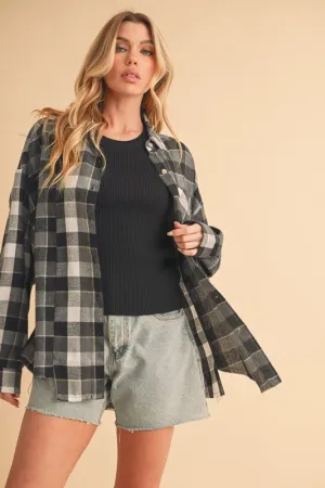 Hazel Blues® |  Aemi   Co Frayed Hem Plaid Button Up Flannel Shirt