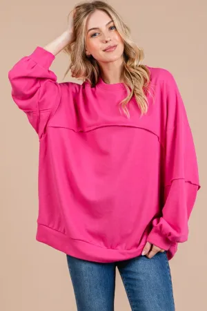 Hazel Blues® |  Ces Femme Exposed Seam Long Sleeve Sweatshirt