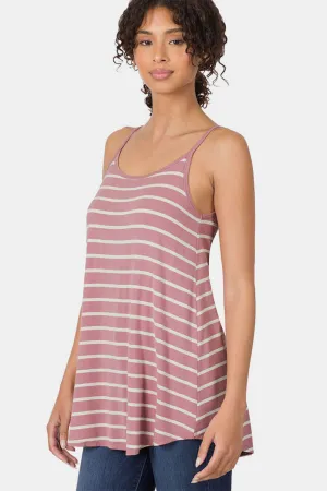 Hazel Blues® |  Zenana Striped Curved Hem Cami