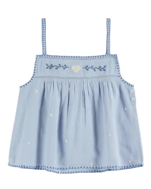 HEART EMBROIDERED STRAPS TOP - ECUME