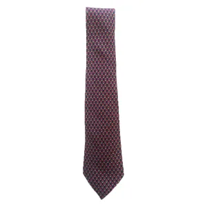 HERMES Classic Dark Blue Fleur-de-Lis Silk NeckTie 61 in.