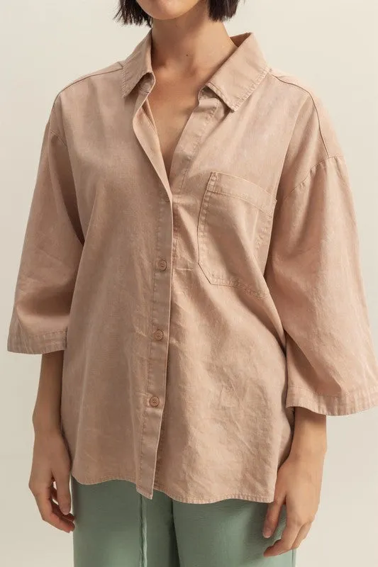 HYFVE Button Down Collared Neck Relaxed Fit Shirt