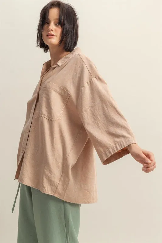 HYFVE Button Down Collared Neck Relaxed Fit Shirt