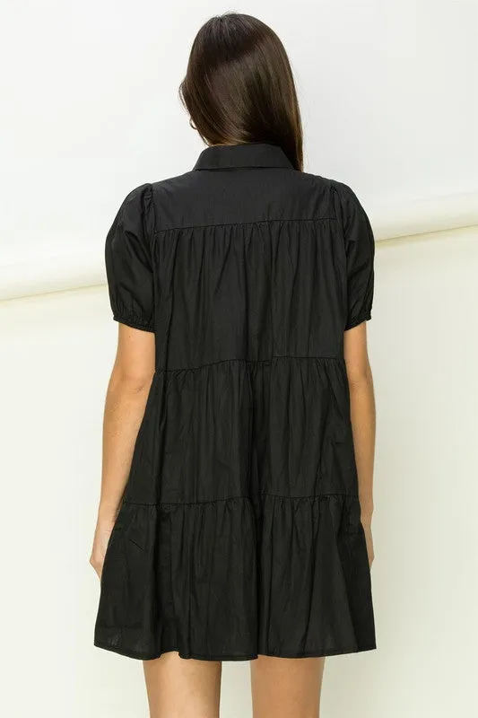 HYFVE Not Your Girl Tiered Button-Up Mini Dress