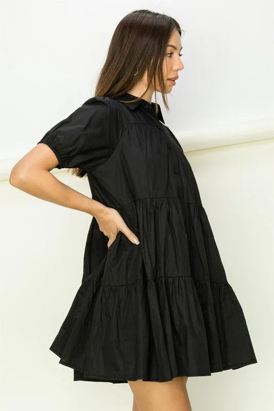 HYFVE Not Your Girl Tiered Button-Up Mini Dress