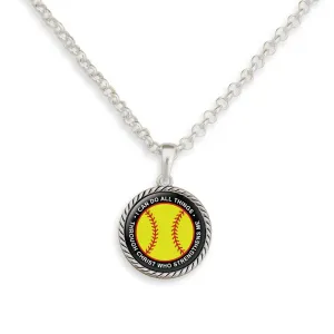 I Can Do All Things Through Christ Softball Necklace