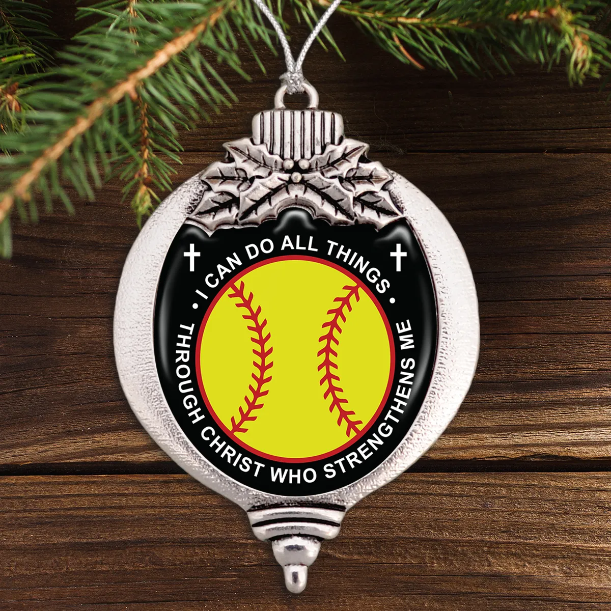 I Can Do All Things Through Christ Who Strengthens Me Softball Bulb Ornament