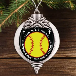 I Can Do All Things Through Christ Who Strengthens Me Softball Bulb Ornament