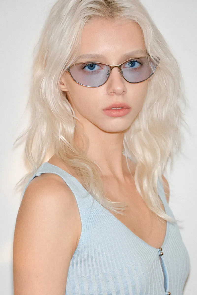 Ice Blue Tinted Metal Sunglasses