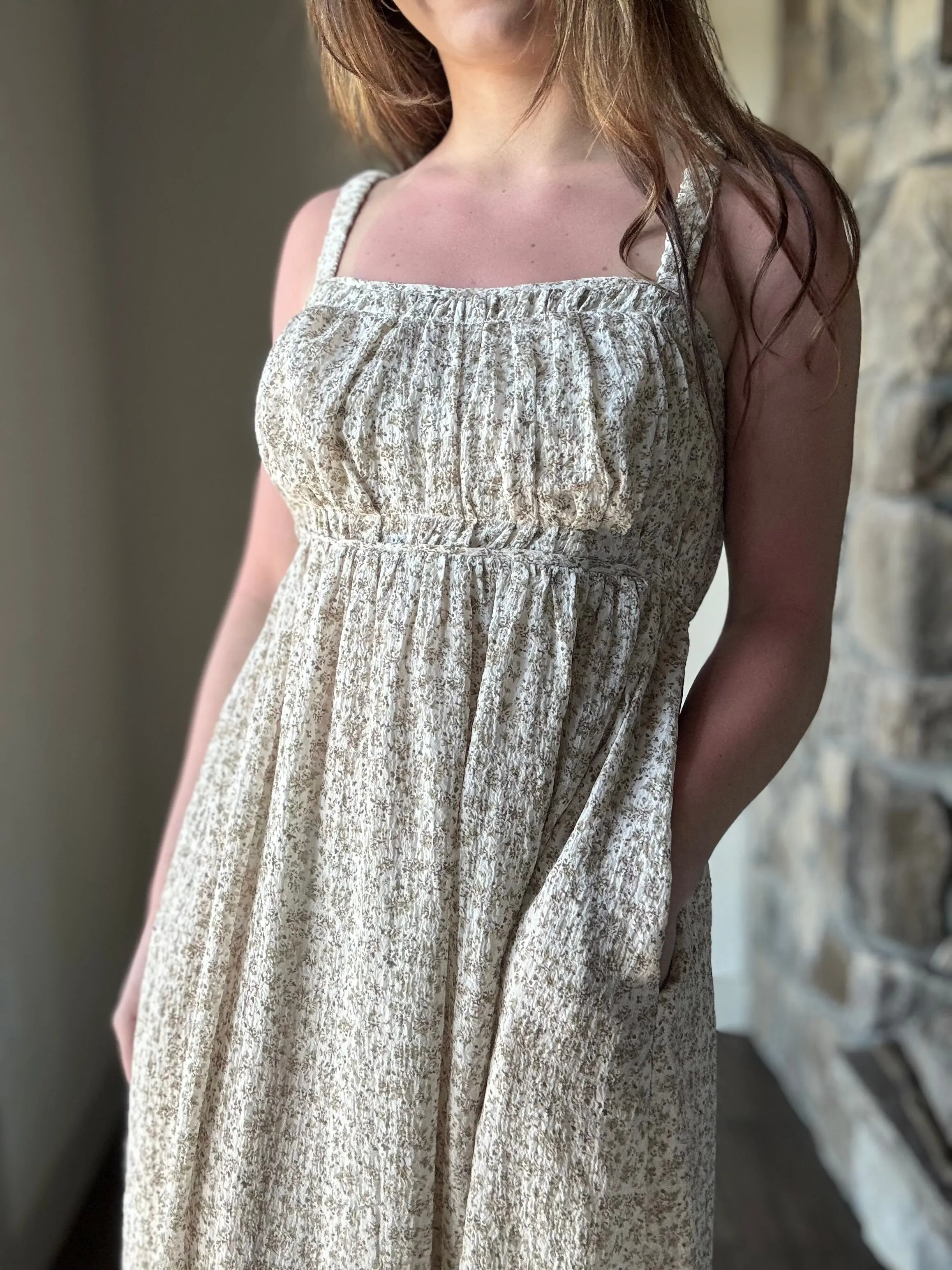 ivory ditsy floral dress