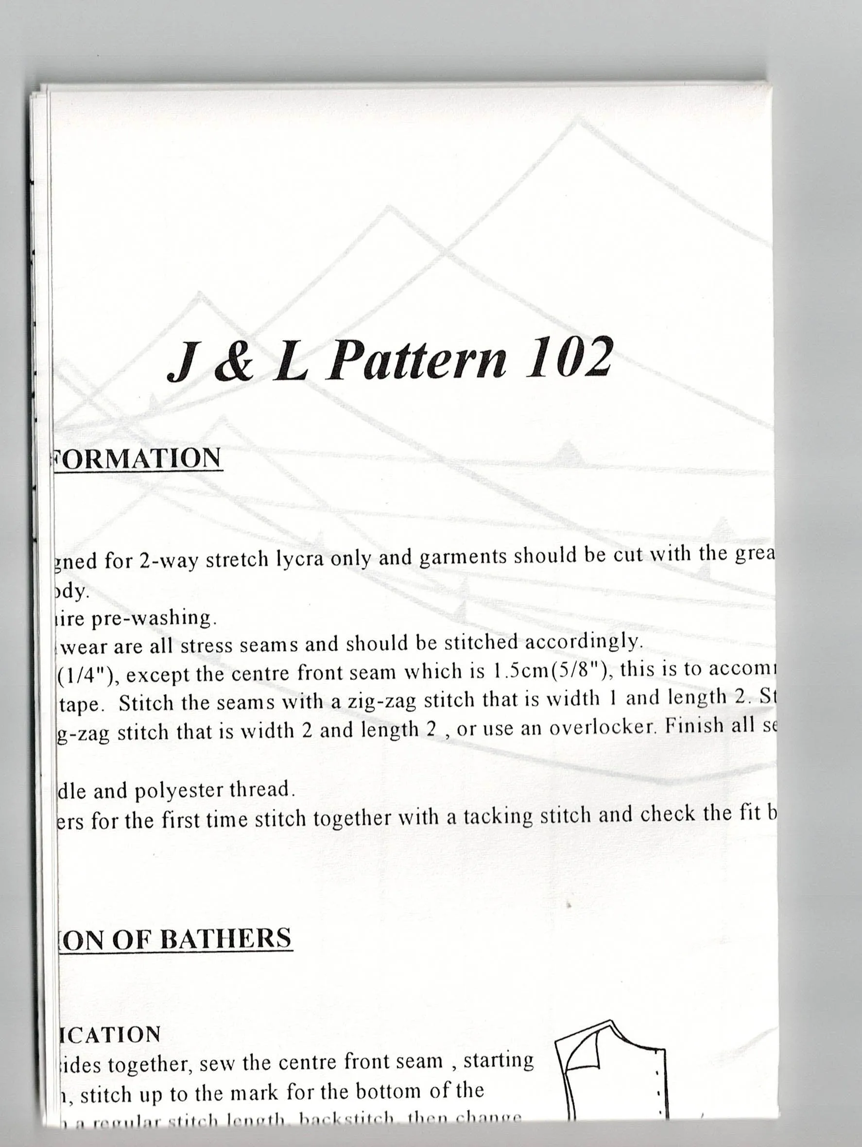 J & L 102 Boys and Girls Wetsuit Style Bathers Swimsuit Rash Suit 1990s Vintage Sewing Pattern Sizes 4 - 12 UNCUT Master Pattern