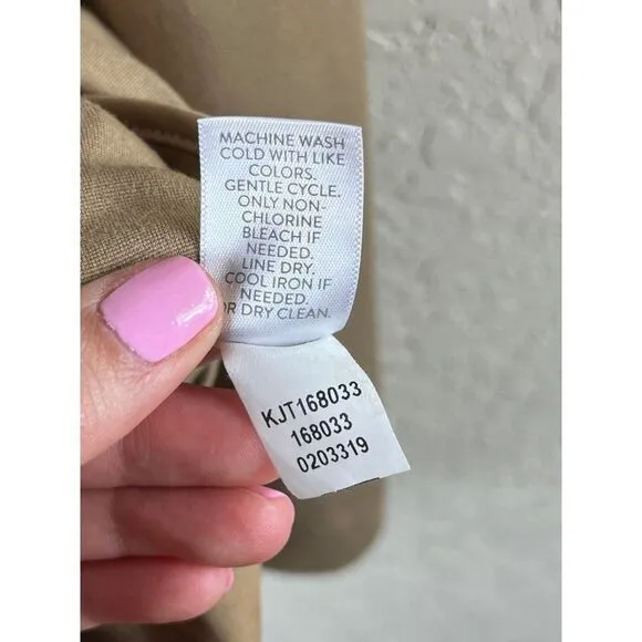 J. Jill Ponte Knit Notch Collar Unlined Pocket Blazer Jacket Tan XL Tan Career