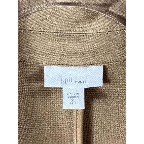 J. Jill Ponte Knit Notch Collar Unlined Pocket Blazer Jacket Tan XL Tan Career