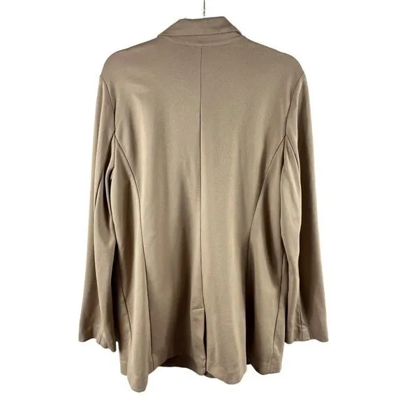 J. Jill Ponte Knit Notch Collar Unlined Pocket Blazer Jacket Tan XL Tan Career
