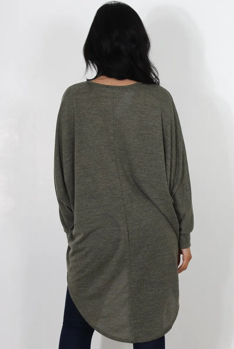Johanna Khaki Drooped Back Jumper