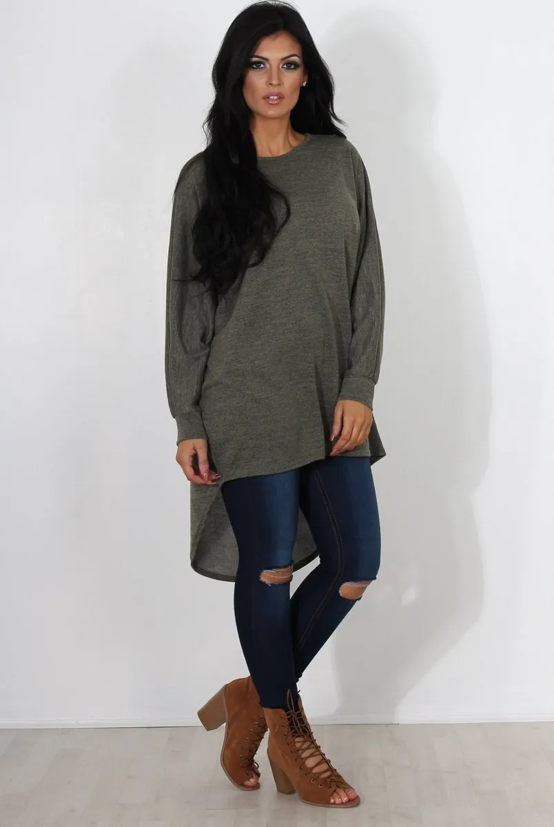 Johanna Khaki Drooped Back Jumper