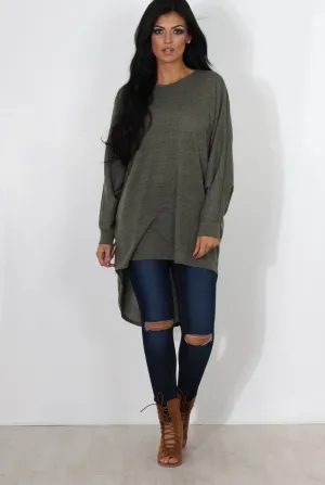 Johanna Khaki Drooped Back Jumper