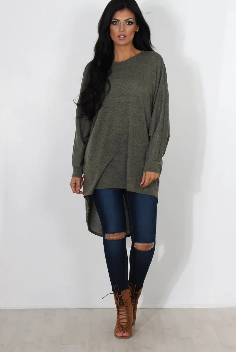 Johanna Khaki Drooped Back Jumper