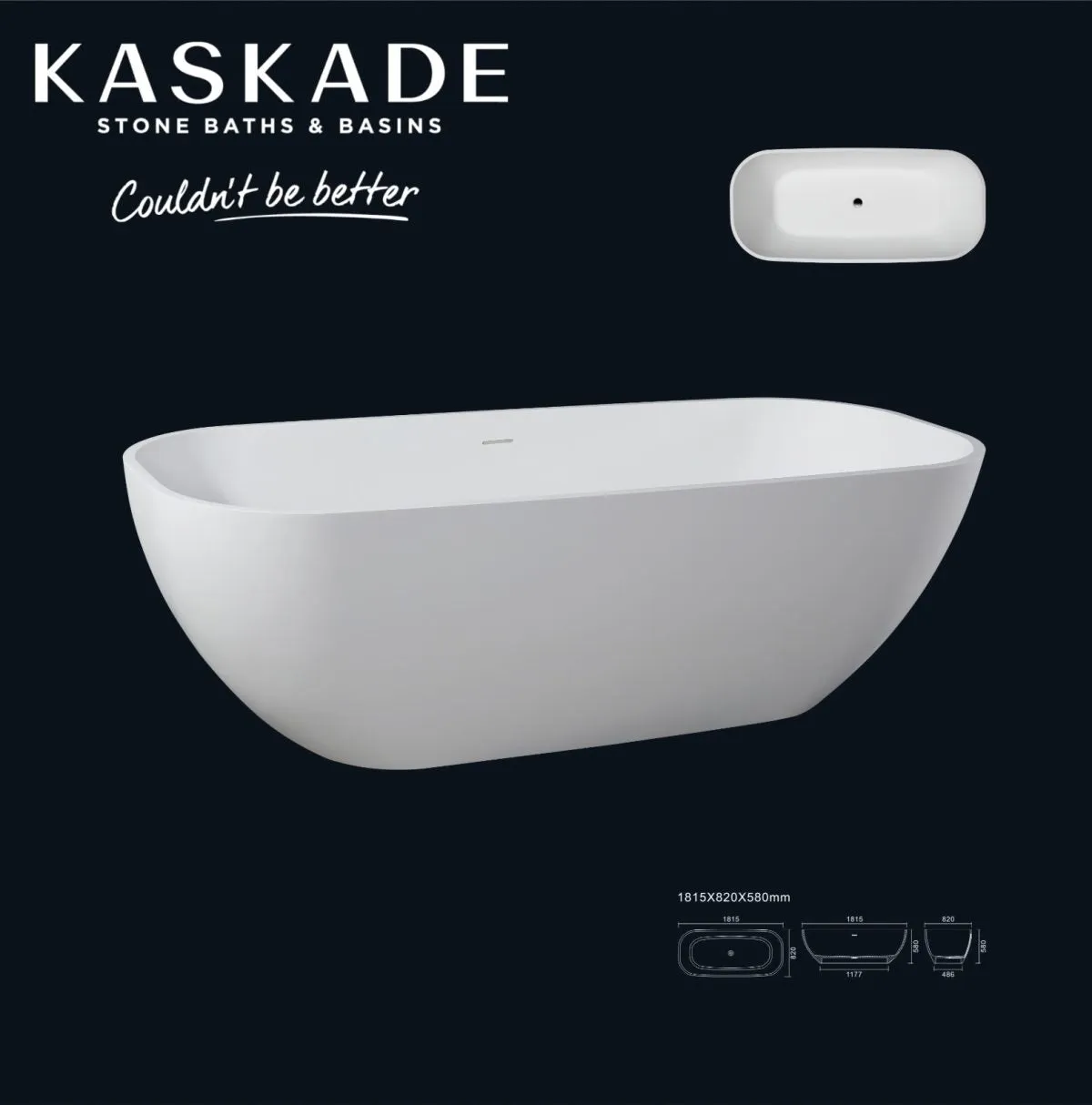 Kaskade Cassandra Freestanding Stone Bath - Matte White