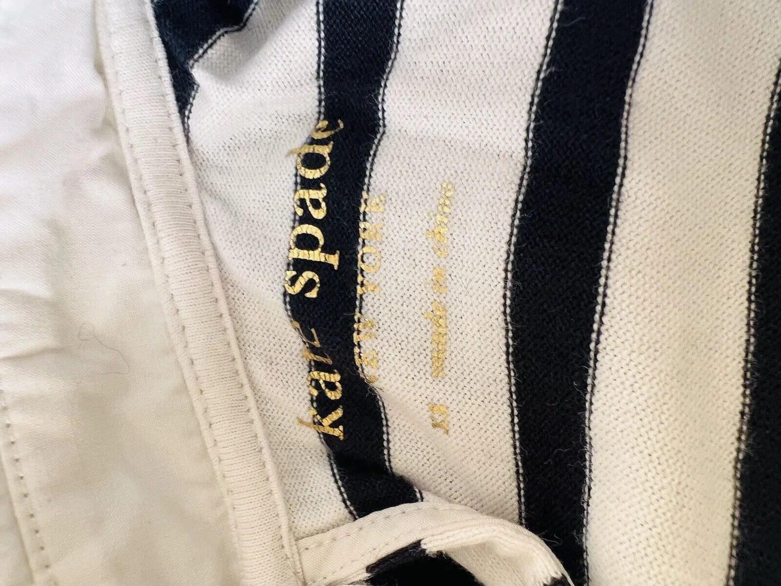 KATE SPADE Dress Sz XS Collar Cream Blue Stripe Jersey Knit Long Sleeve Nautical