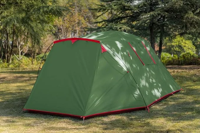 KAZOO 2／4 Person Camping Tent Outdoor Waterproof Family Large Tents 2/4 People Easy Setup Tent with Porch Double Layer
