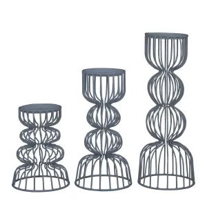 Lainon Pillar Candleholder Set - Grey