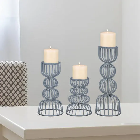 Lainon Pillar Candleholder Set - Grey