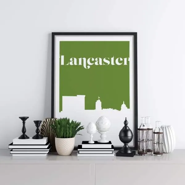 Lancaster, Pennsylvania retro inspired city skyline